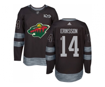 Men Adidas Minnesota Wild #14 Joel Eriksson Ek Black 1917-2017 100th Anniversary Stitched NHL Jersey