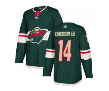 Men Adidas Minnesota Wild #14 Joel Eriksson Ek Green Home Authentic Stitched NHL Jersey