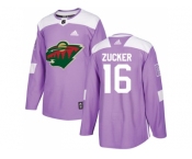 Men Adidas Minnesota Wild #16 Jason Zucker Purple Authentic Fights Cancer Stitched NHL Jersey