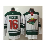 Men Adidas Minnesota Wild #16 Jason Zucker White Road Authentic Stitched NHL Jersey