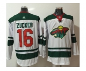 Men Adidas Minnesota Wild #16 Jason Zucker White Road Authentic Stitched NHL Jersey