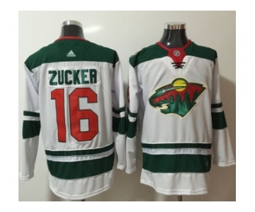 Men Adidas Minnesota Wild #16 Jason Zucker White Road Authentic Stitched NHL Jersey