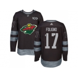 Men Adidas Minnesota Wild #17 Marcus Foligno Black 1917-2017 100th Anniversary Stitched NHL Jersey