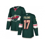 Men Adidas Minnesota Wild #17 Marcus Foligno Green Home Authentic Stitched NHL Jersey