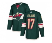 Men Adidas Minnesota Wild #17 Marcus Foligno Green Home Authentic Stitched NHL Jersey