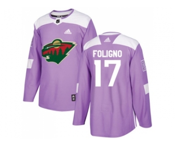 Men Adidas Minnesota Wild #17 Marcus Foligno Purple Authentic Fights Cancer Stitched NHL Jersey