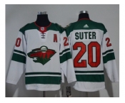 Men Adidas Minnesota Wild #20 Ryan Suter White Road Authentic Stitched NHL Jersey