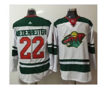 Men Adidas Minnesota Wild #22 Nino Niederreiter White Road Authentic Stitched NHL Jersey