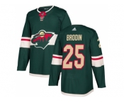 Men Adidas Minnesota Wild #25 Jonas Brodin Green Home Authentic Stitched NHL Jersey