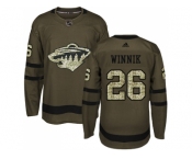 Men Adidas Minnesota Wild #26 Daniel Winnik Green Salute to Service Stitched NHL Jersey