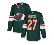 Men Adidas Minnesota Wild #27 Kyle Quincey Green Home Authentic Stitched NHL Jersey