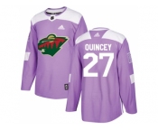 Men Adidas Minnesota Wild #27 Kyle Quincey Purple Authentic Fights Cancer Stitched NHL Jerse