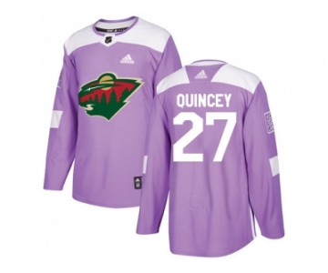 Men Adidas Minnesota Wild #27 Kyle Quincey Purple Authentic Fights Cancer Stitched NHL Jerse