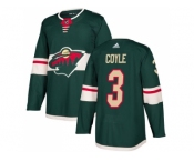 Men Adidas Minnesota Wild #3 Charlie Coyle Green Home Authentic Stitched NHL Jersey