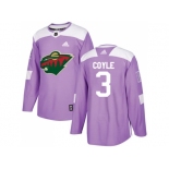 Men Adidas Minnesota Wild #3 Charlie Coyle Purple Authentic Fights Cancer Stitched NHL Jersey