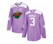 Men Adidas Minnesota Wild #3 Charlie Coyle Purple Authentic Fights Cancer Stitched NHL Jersey