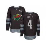 Men Adidas Minnesota Wild #4 Mike Reilly Black 1917-2017 100th Anniversary Stitched NHL Jersey