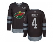 Men Adidas Minnesota Wild #4 Mike Reilly Black 1917-2017 100th Anniversary Stitched NHL Jersey