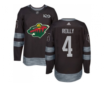 Men Adidas Minnesota Wild #4 Mike Reilly Black 1917-2017 100th Anniversary Stitched NHL Jersey