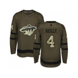 Men Adidas Minnesota Wild #4 Mike Reilly Green Salute to Service Stitched NHL Jersey