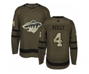 Men Adidas Minnesota Wild #4 Mike Reilly Green Salute to Service Stitched NHL Jersey