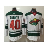 Men Adidas Minnesota Wild #40 Devan Dubnyk White Road Authentic Stitched NHL Jersey