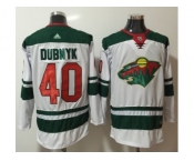 Men Adidas Minnesota Wild #40 Devan Dubnyk White Road Authentic Stitched NHL Jersey