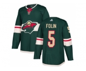 Men Adidas Minnesota Wild #5 Christian Folin Green Home Authentic Stitched NHL Jersey