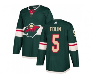 Men Adidas Minnesota Wild #5 Christian Folin Green Home Authentic Stitched NHL Jersey