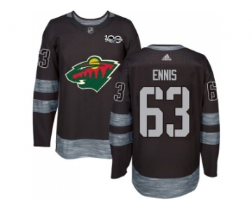 Men Adidas Minnesota Wild #63 Tyler Ennis Black 1917-2017 100th Anniversary Stitched NHL Jersey