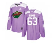 Men Adidas Minnesota Wild #63 Tyler Ennis Purple Authentic Fights Cancer Stitched NHL Jersey