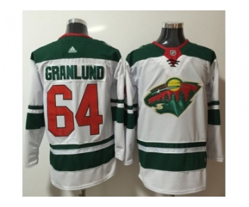 Men Adidas Minnesota Wild #64 Mikael Granlund White Road Authentic Stitched NHL Jersey