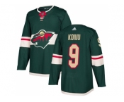 Men Adidas Minnesota Wild #9 Mikko Koivu Green Home Authentic Stitched NHL Jersey