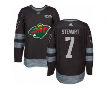 Men's Adidas Minnesota Wild #7 Chris Stewart Authentic Black 1917-2017 100th Anniversary NHL Jersey