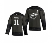 Men's Minnesota Wild #11 Zach Parise 2019 Veterans Day Authentic Practice Hockey Jersey Camo