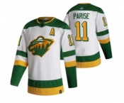 Men's Minnesota Wild #11 Zach Parise White 2020-21 Reverse Retro Alternate Hockey Jersey