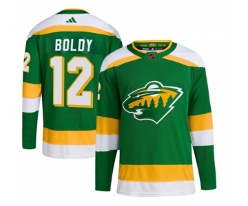 Men's Minnesota Wild #12 Matt Boldy Green 2022-23 Reverse Retro Stitched Jersey