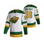 Men's Minnesota Wild #18 Jordan Greenway White 2020-21 Reverse Retro Alternate Hockey Jersey