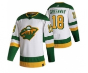 Men's Minnesota Wild #18 Jordan Greenway White 2020-21 Reverse Retro Alternate Hockey Jersey