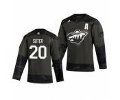 Men's Minnesota Wild #20 Ryan Suter 2019 Veterans Day Authentic Practice Hockey Jersey Camo