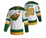 Men's Minnesota Wild #20 Ryan Suter White 2020-21 Reverse Retro Alternate Hockey Jersey