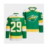 Men's Minnesota Wild #29 Marc-Andre Fleury Green 2022-23 Reverse Retro Stitched Jersey