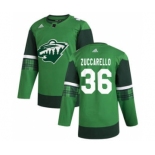 Men's Minnesota Wild #36 Mats Zuccarello 2020 St. Patrick's Day Stitched Hockey Jersey Green