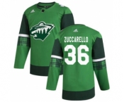 Men's Minnesota Wild #36 Mats Zuccarello 2020 St. Patrick's Day Stitched Hockey Jersey Green