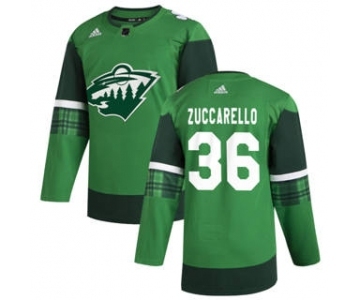 Men's Minnesota Wild #36 Mats Zuccarello 2020 St. Patrick's Day Stitched Hockey Jersey Green