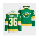 Men's Minnesota Wild #36 Mats Zuccarello Green 2022-23 Reverse Retro Stitched Jersey