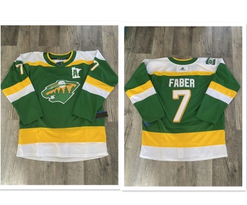 Men's Minnesota Wild #7 Brock Faber Green 2023-24 Stitched Jersey