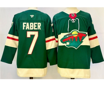 Men's Minnesota Wild #7 Brock Faber Green 2024-25 Home Stitched Hockey Jersey