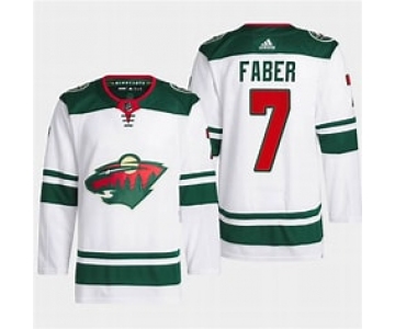 Men's Minnesota Wild #7 Brock Faber White Stitched Jersey