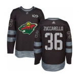 Men's Wild #36 Mats Zuccarello Black 1917-2017 100th Anniversary Stitched Hockey Jersey